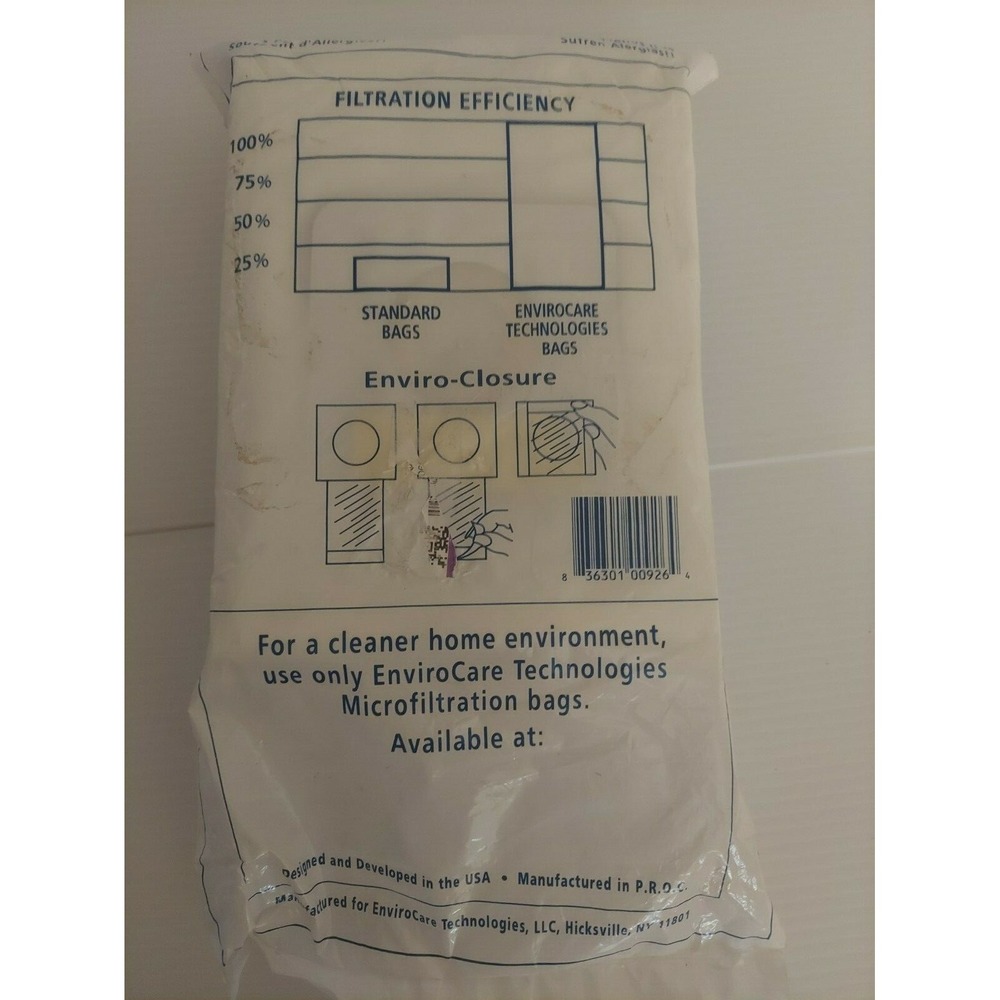 NEW EnviroCare Panasonic Upright Types‎ U, U-3, U-6 Vacuum Bags 9 Packs - Picture 3 of 3